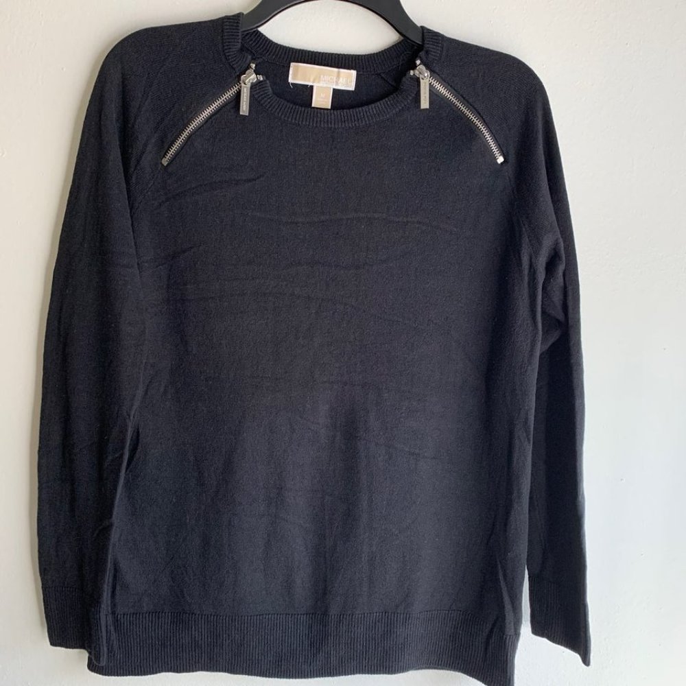 MICHAEL Michael Kors Black Sweater Zipper Top